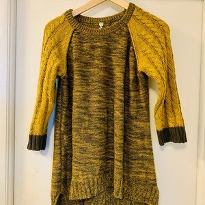 Anthropologie Margaret O'Leary A-Line Sweater Olive Green and Mustard Size M